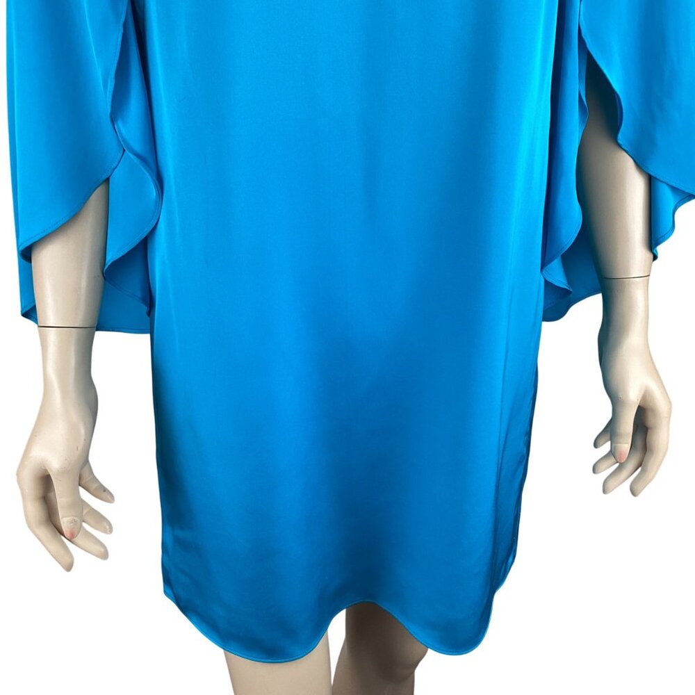 Milly Dress Size 4‎ Butterfly Sleeve Bateau Neck Silk-Blend Blue Aqua - Picture 6 of 9